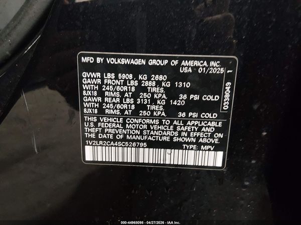 2025 VOLKSWAGEN ATLAS 2.0T SE — I9