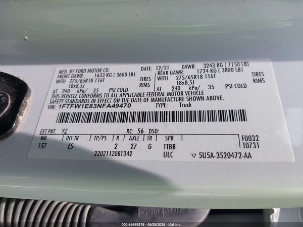 2022 FORD F-150 LARIAT