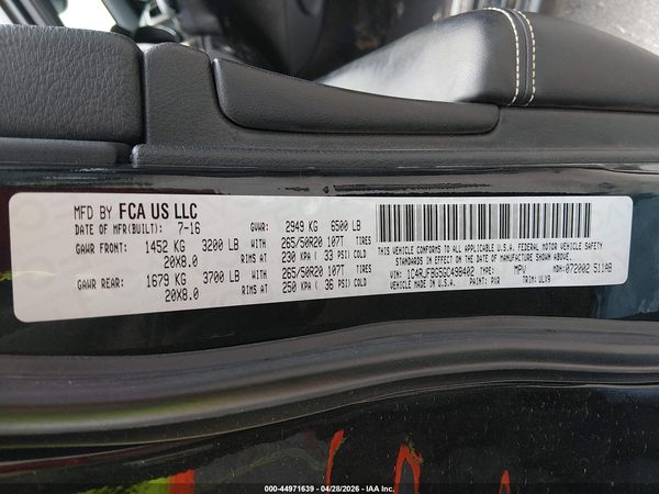 2016 JEEP GRAND CHEROKEE LIMITED