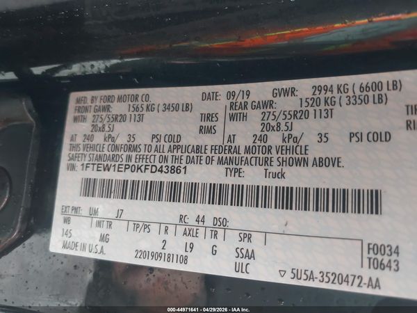 2019 FORD F-150 XLT