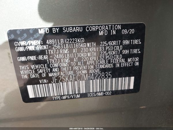 2021 SUBARU FORESTER PREMIUM — I9