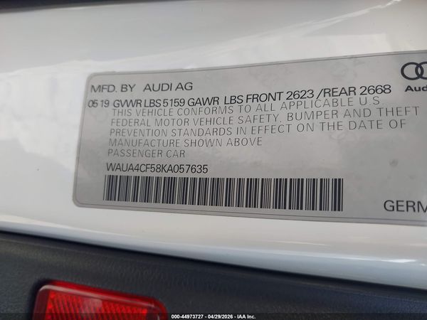 2019 AUDI S5 3.0T PREMIUM