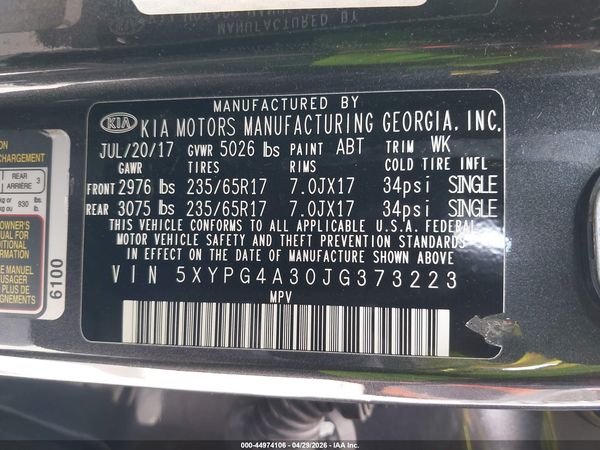 2018 KIA SORENTO 2.4L LX