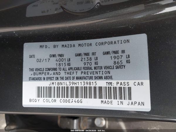 2017 MAZDA MAZDA3 TOURING 2.5