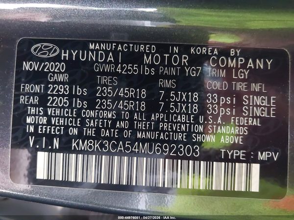 2021 HYUNDAI KONA LIMITED