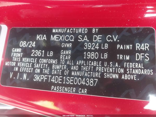 2025 KIA K4 LXS