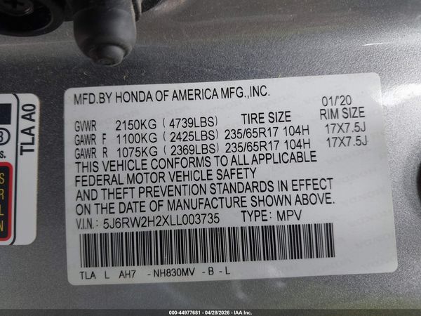 2020 HONDA CR-V AWD LX