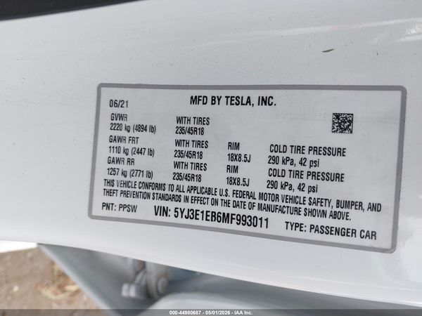 2021 TESLA MODEL 3