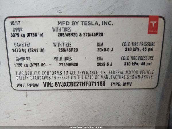 2017 TESLA MODEL X 100D/75D/90D