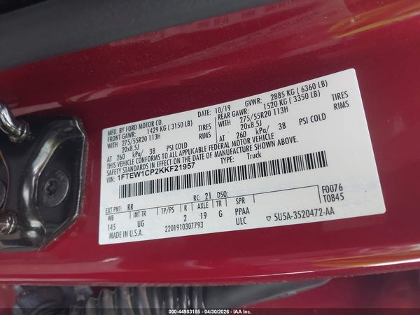 2019 FORD F-150 XLT