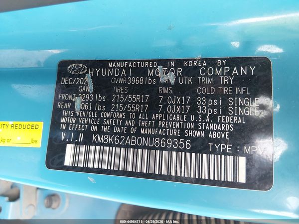 2022 HYUNDAI KONA SEL