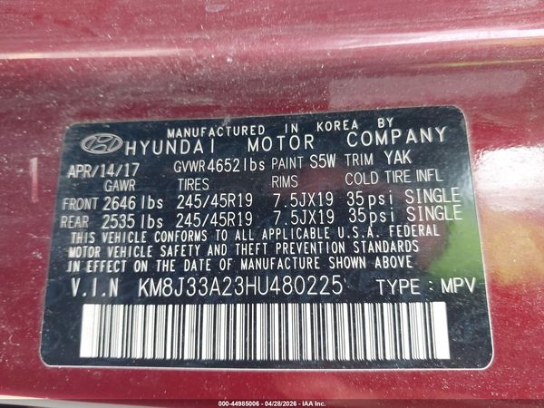 2017 HYUNDAI TUCSON SPORT