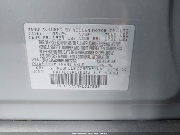 2024 NISSAN KICKS SV XTRONIC CVT — I9