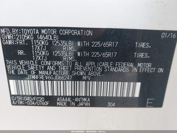 2016 TOYOTA RAV4 XLE
