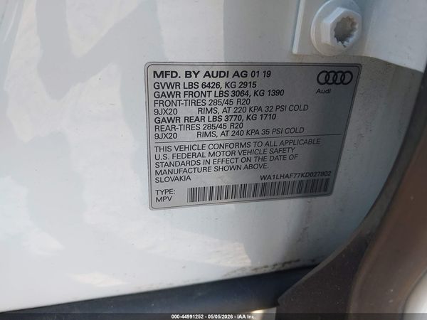2019 AUDI Q7 45 PREMIUM/45 SE PREMIUM