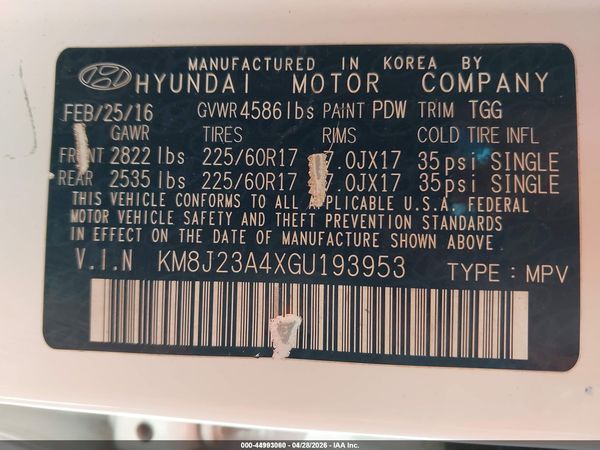 2016 HYUNDAI TUCSON SE