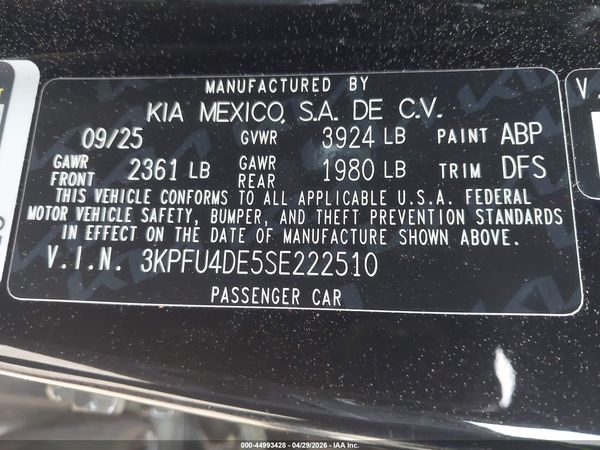 2025 KIA K4 EX