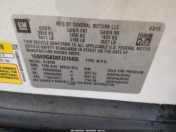 2015 CHEVROLET TRAVERSE 1LT — I9