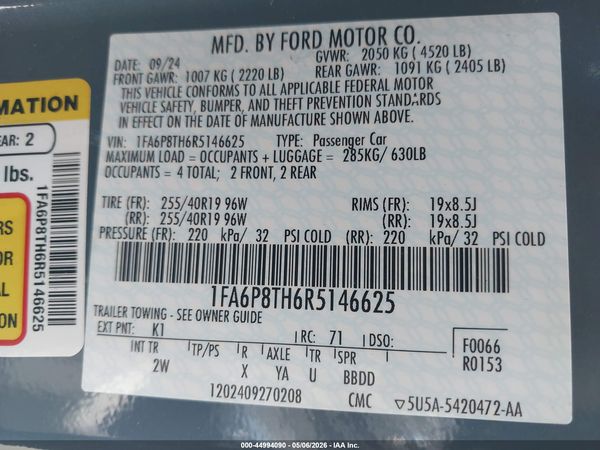 2024 FORD MUSTANG ECOBOOST FASTBACK
