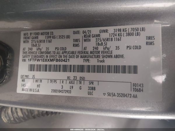 2021 FORD F-150 LARIAT