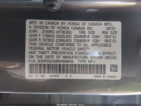2022 HONDA CR-V AWD EX