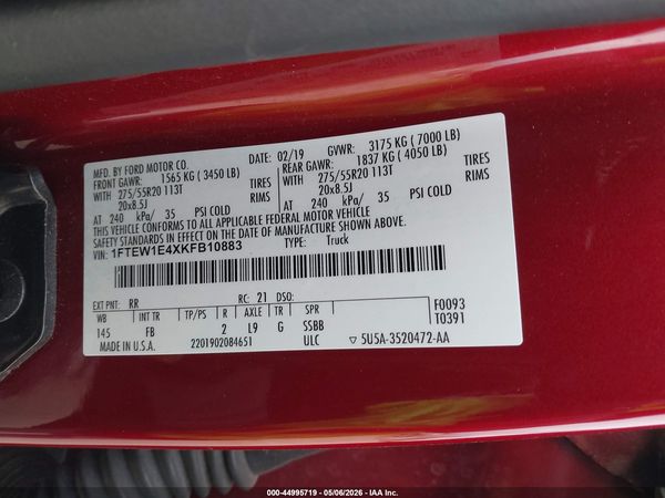 2019 FORD F-150 XLT