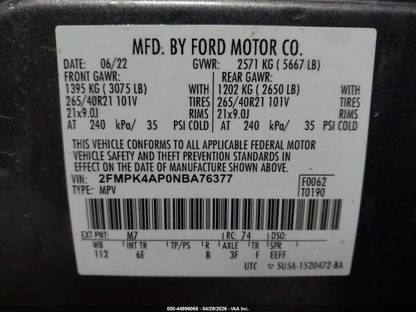 2022 FORD EDGE ST — I9