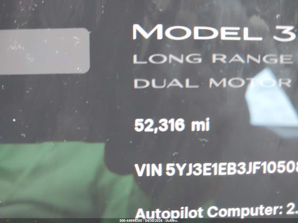 2018 TESLA MODEL 3 LONG RANGE/PERFORMANCE
