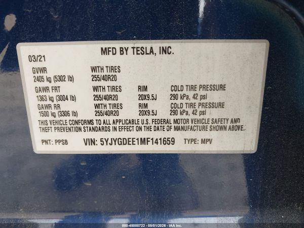2021 TESLA MODEL Y
