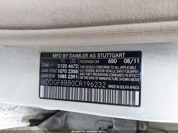2012 MERCEDES-BENZ C 300 SPORT 4MATIC