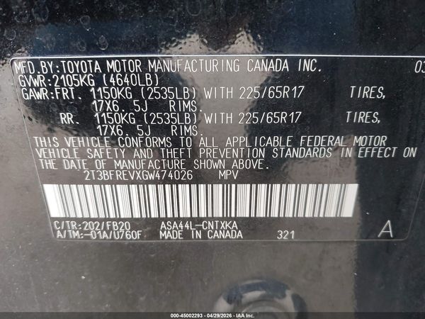 2016 TOYOTA RAV4 LE