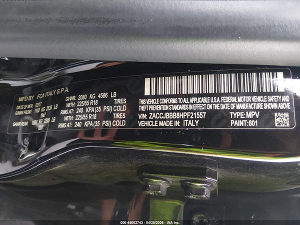 2017 JEEP RENEGADE ALTITUDE 4X4