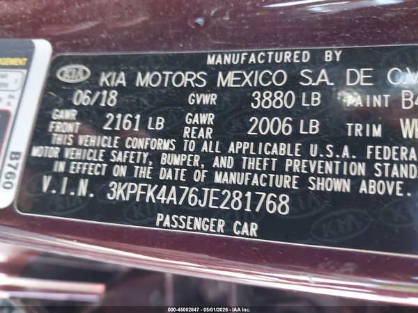 2018 KIA FORTE LX
