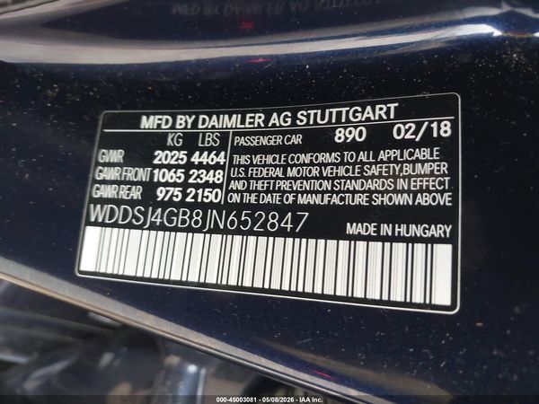 2018 MERCEDES-BENZ CLA 250 4MATIC
