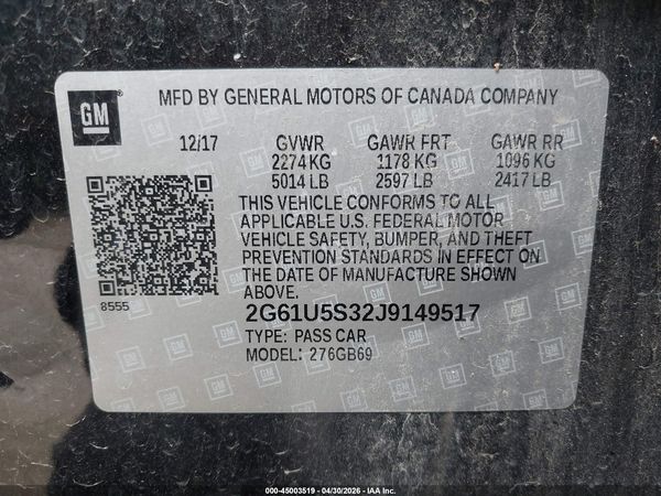 2018 CADILLAC XTS W20 LIVERY PACKAGE