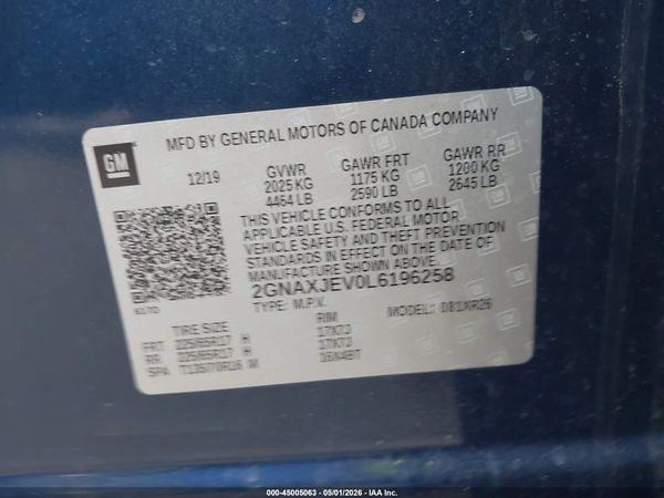 2020 CHEVROLET EQUINOX FWD 2FL — I9