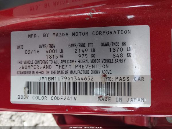 2016 MAZDA MAZDA3 I SPORT