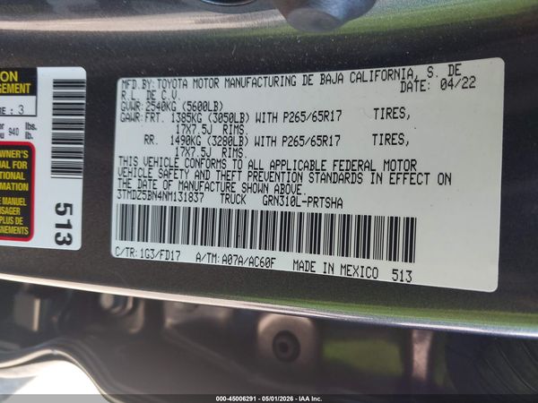 2022 TOYOTA TACOMA TRD SPORT
