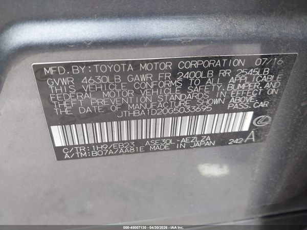 2016 LEXUS IS 200T