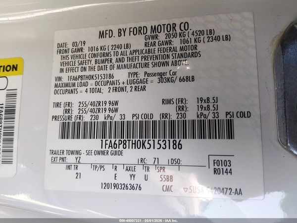 2019 FORD MUSTANG