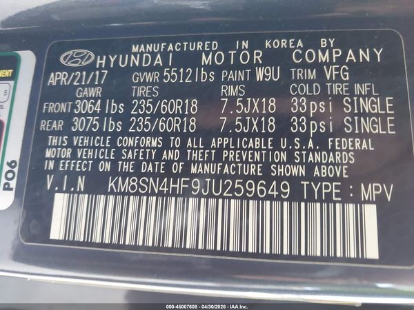2018 HYUNDAI SANTA FE SE