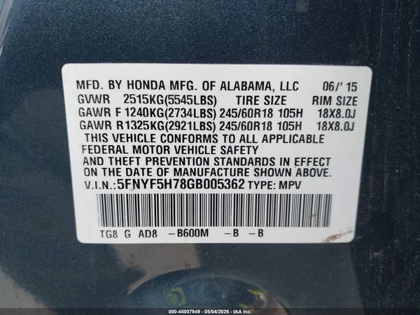 2016 HONDA PILOT EX-L