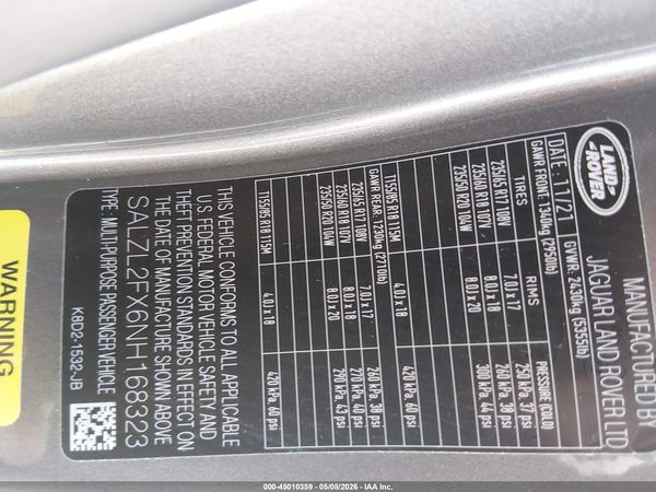 2022 LAND ROVER RANGE ROVER EVOQUE R-DYNAMIC SE