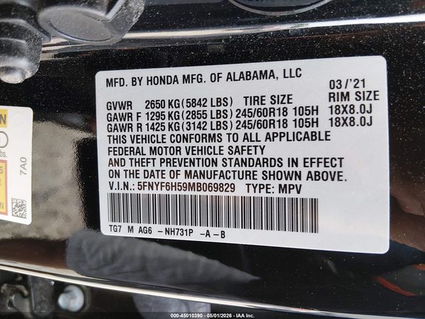 2021 HONDA PILOT AWD EX-L