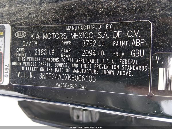 2019 KIA FORTE LXS