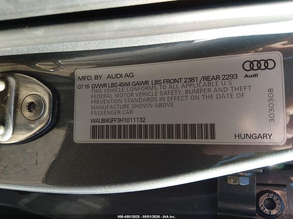 2017 AUDI A3 2.0T PREMIUM