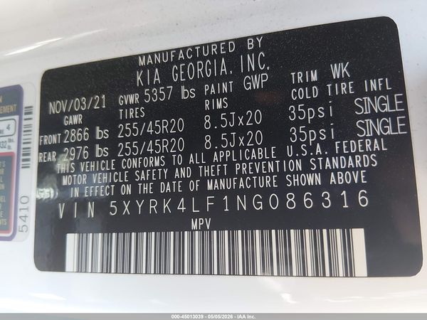 2022 KIA SORENTO SX