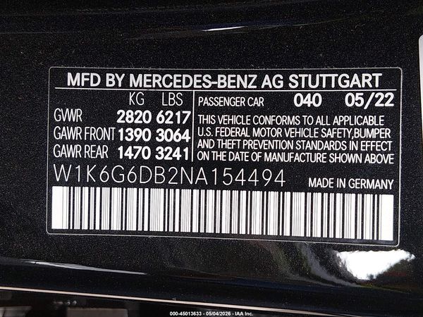 2022 MERCEDES-BENZ S 500 4MATIC