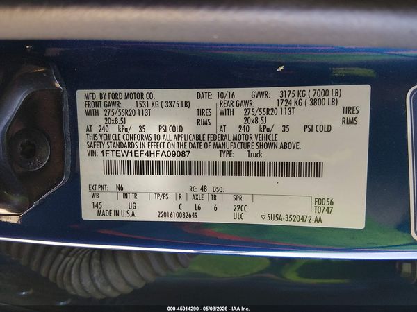 2017 FORD F-150 XLT