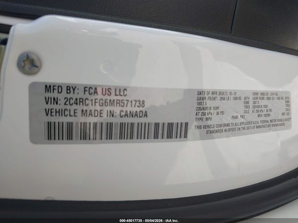 2021 CHRYSLER PACIFICA TOURING